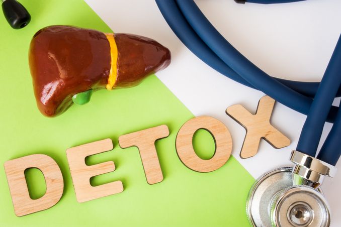 Close-up of liver and word Detox to put focus on 'alcohol detox near me'