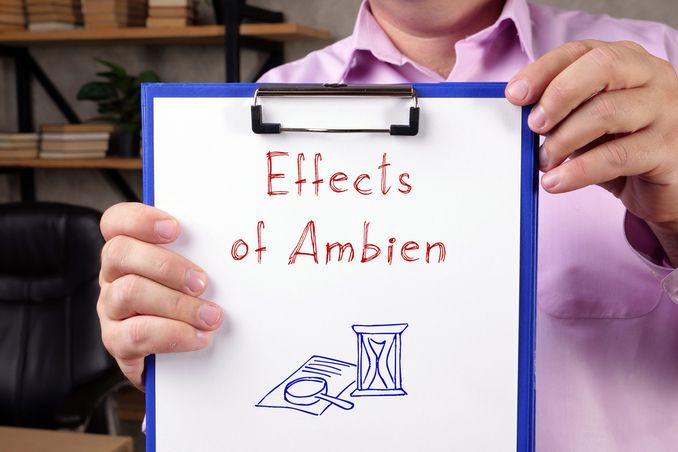 A whiteboard shows the words 'Effects of Ambien' to illustrate the start of 'How to Quit Ambien'