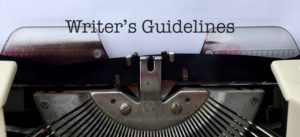 Typewriter with the words 'Writer's Guidelines' shown on sheet of paper