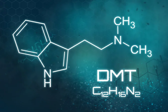 DMT, chemical structure shown
