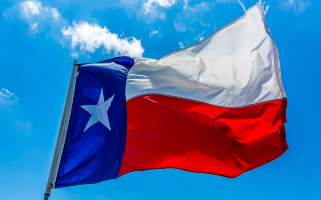 Drug rehab Texas as shown by concept of flying State flag