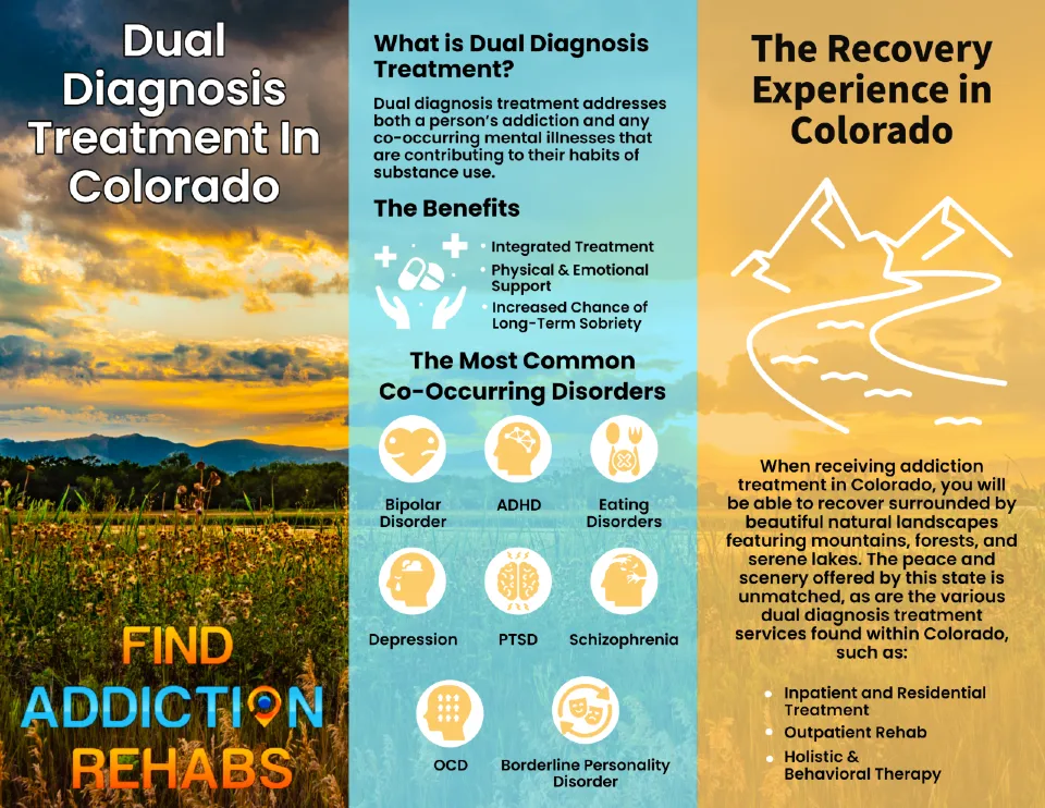 Dual diagnosis treatment centers in Colorado shown by Nicole R infographic