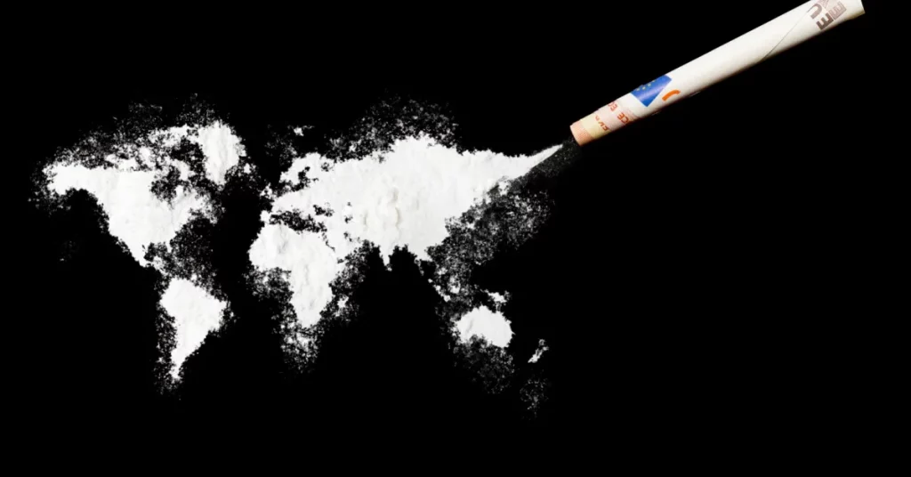 Map made from cocaine shows answer to concept of where does cocaine come from