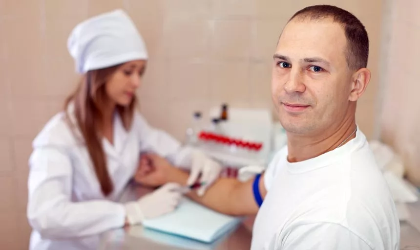 Nurse taking blood for Drug Test