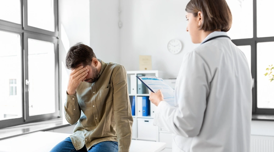 Man receiving treatment in an alcohol detox program
